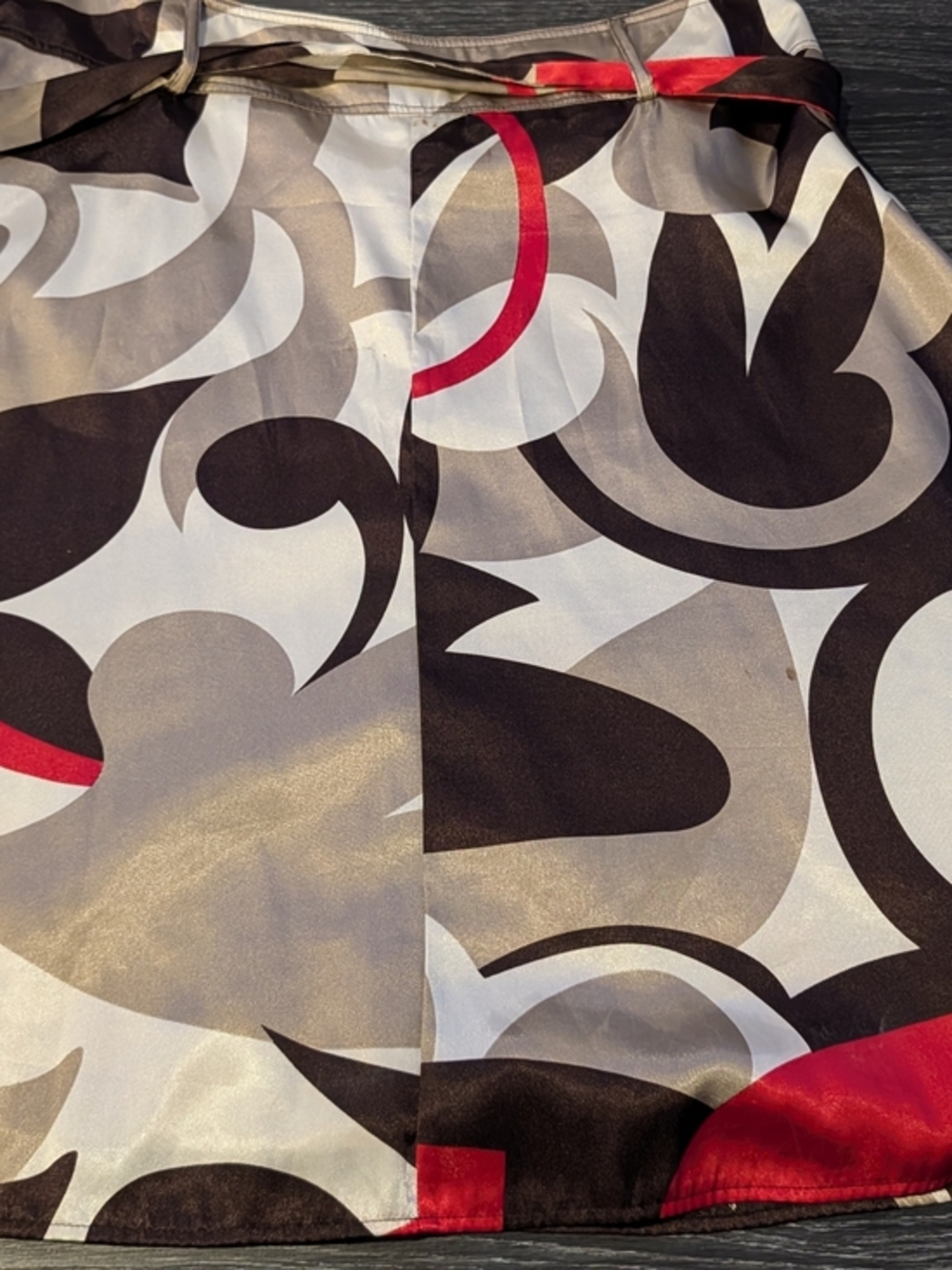 Worthington Red, Brown and Cream Graphic Print Wrap Skirt